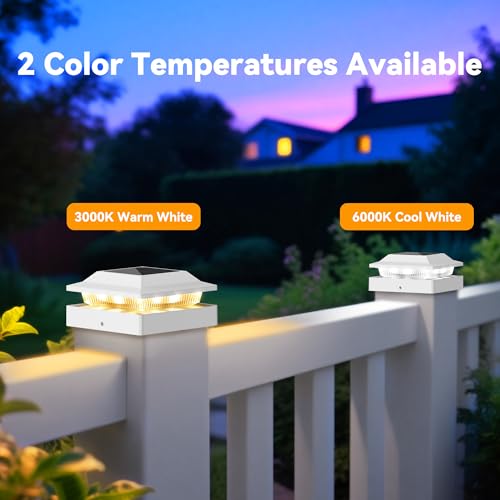 Solar Post Cap Lights for 4x4 Wood/Vinyl Posts, 6 Pack - color: White, size: 6 Pack