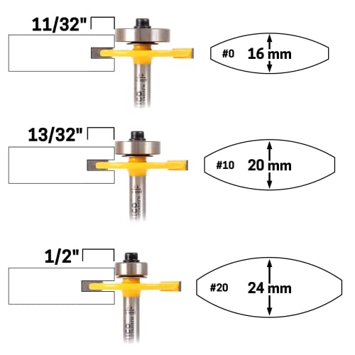 YONICO Biscuit Cutter Joint Slot Router Bit & Bearing Set 1/4-Inch Shank 14383q - style: Biscuit Cutter & 3 Bearing Set - 1/4" Shank