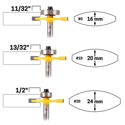YONICO Biscuit Cutter Joint Slot Router Bit & Bearing Set 1/4-Inch Shank 14383q - style: Biscuit Cutter & 3 Bearing Set - 1/4" Shank