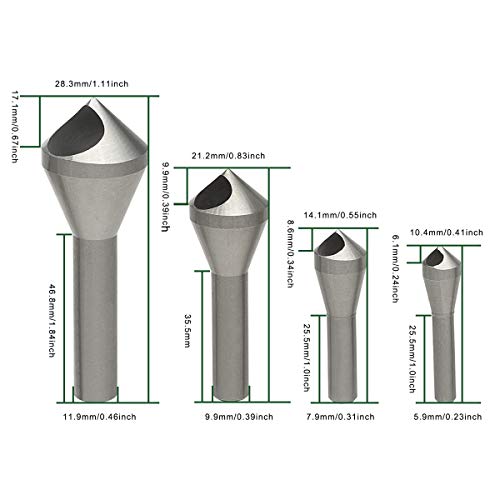 4pcs Countersink Chamfer Tool HSS(4241) Deburring Tool Set - color: Silver (4pcs Oblique Hole)