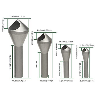 4pcs Countersink Chamfer Tool HSS(4241) Deburring Tool Set - color: Silver (4pcs Oblique Hole)