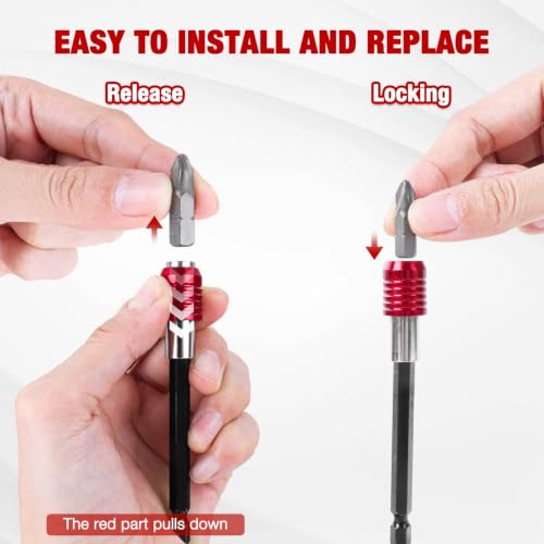 Drill Bit Extension 2/4/6/12’’, Magnetic Bit Holder 4 Pcs, Drill Extension Bit Holder 1/4’’ Hex, Bit Holder for Impact Driver CR-V Steel Quick Release for Screwdriver Bit Nut Drill Socket by XIOGZAXI