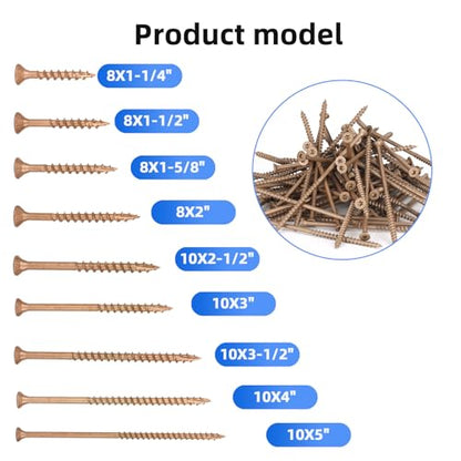 Wood Screws #10 x 2-1/2’’, T25 Star Torx Drive Flat Head Deck Screws, Brown, 79Pcs (1lb) - color: Brown, size: 10X2-1/2’’