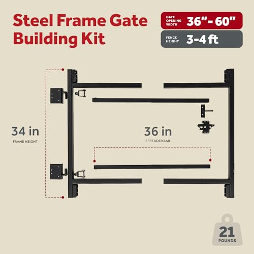 Adjust-A-Gate Steel Gate Kit, Black, 36-60 in Opening, 34 in Tall, 3-Pack