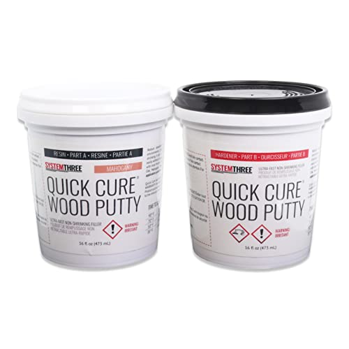 System Three Quick Cure Putty, Mahogany, Quart Kit - color: Mahogany, size: 1 Quart