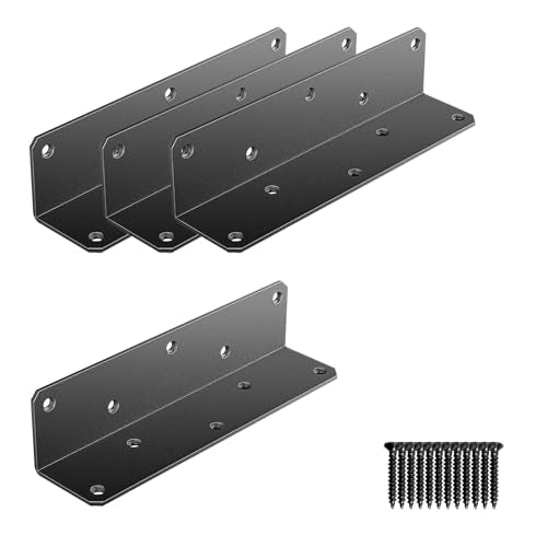 8" x 2" x 2" L Brackets Heavy Duty, Large Iron Corner Bracket Metal Joint, Thickness 3mm Including Screws, for Wooden Bookshelf Furniture Cabinet (Black-4PCS) - size: 8" x 2" x 2" - 4pcs - Black
