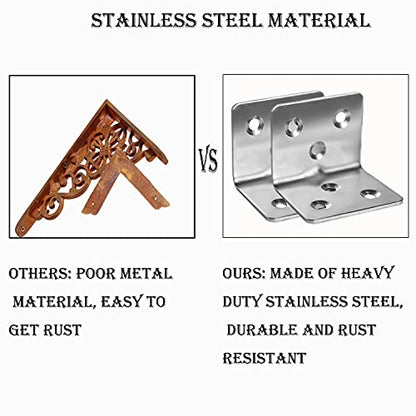 80Pcs 1.2”x1.2”Stainless Steel Corner Bracket 1.5”Wide Small Angle Bracket - size: 80PCS, style: Silver