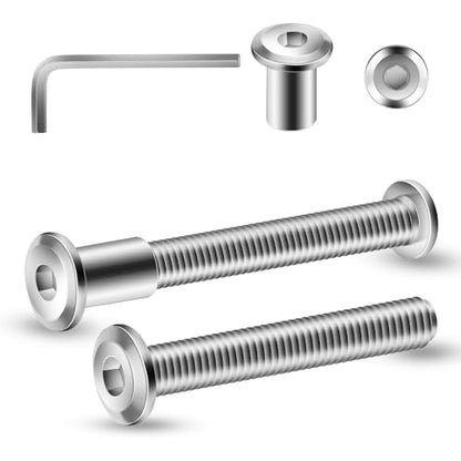 1/4-20 x 2 Inch 20Pcs Flat Head Hex Socket Cap Screws Bolts Barrel Nuts Kit, 304 Stainless Steel 18-8, Full Thread by SG TZH (with Hex Spanner) - color: Silver, size: 1/4-20 x 2"