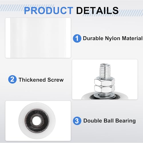 uxcell 2Pcs Slide Gate Guide Roller, 2" Nylon Rollers Gate Support Assembly - color: White, size: 2 Inch