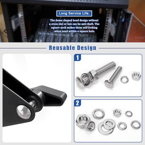 Glarks 80pcs M6 M8 M10 Carriage Bolts Screws, Round Head Square Neck Bolts, Square Neck Carriage Bolts Screws with Nuts and Washers for Machinery Industry - color: Silver