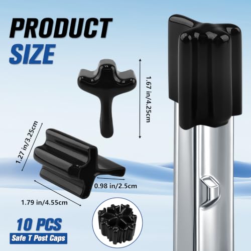 10PCS Safe T Shaped Post Caps,Black T-Post Safety Vinyl Fence Post Cap,Protector Cover for T Post End Protection
