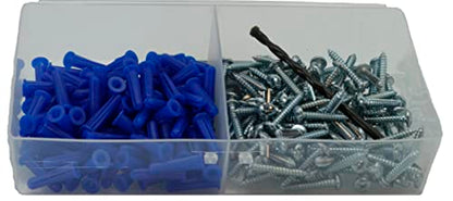 CONFAST® #8-10 Plastic Conical Blue Bantam Drywall Wall Anchor Kit PAK810, Includes (100) Anchors, (100) Screws and (1) Drill bit (201 Pieces) - size: #8 #10
