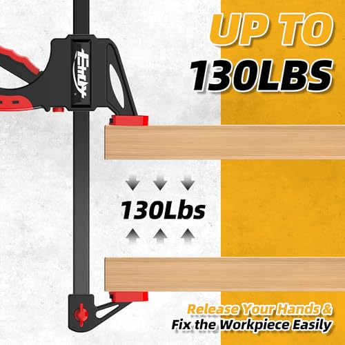 36" Bar Clamps for Woodworking 2-Piece, One-Handed Quick-Change F Clamp/Spreader with 130 LBS Load Limit, Wood Clamps for Gluing, Carpentry, DIY, and Woodworking