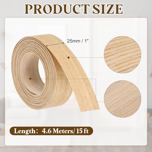 uxcell 1 Inch x 15ft Wood Veneer Edge Banding, Pre-Glued Flexible Ash Edging Strips, Iron on with Hot Melt Adhesive Wood Tape for Cabinet Repair and Furniture Restoration - size: 1 Inch x 15ft
