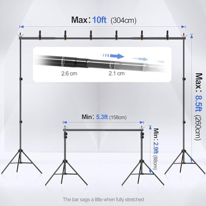 EMART Backdrop Stand 10x8.5FT Adjustable Back Drop Stand for Party Events - color: Black, size: 10x8.5ft