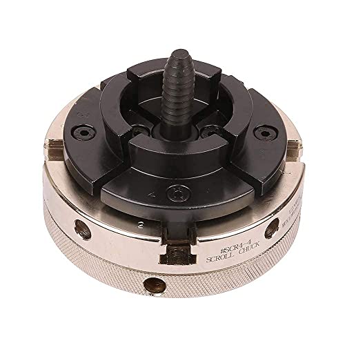 4INCH 4-Jaw Self-Centering Wood Lathe Chuck, 2" Round Jaw Mounted, 1"x8TPI thread & 3/4"x16TPI Adapter, T Allen Wrench, Screw Chuck, SCR4-4, Nickle electric Coating Body