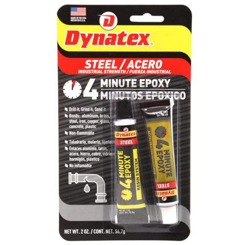 Dynatex 144356x2 4 Minute Steel Epoxy Adhesive 2 oz (2 Pack)