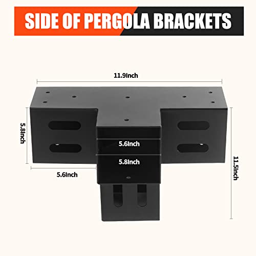 2 Pcs 4"x 4" Pergola Brackets(Actual Fit : 3.6“x3.6“) Post - size: 4-Way 4x4 Inch