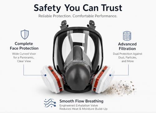 Avenor Full Face Mask with Replaceable Filters for DIY Painting & Cleaning