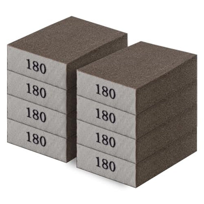 Romeda 8-Pack Sandpaper Block, 180 Grits Washable and Reusable Handmade Sanding Sponge, Drywall Sandpaper Blocks for Wooden Drywall Sheetrock and Metal Glazing - color: 180 Grits, size: 8-Pack