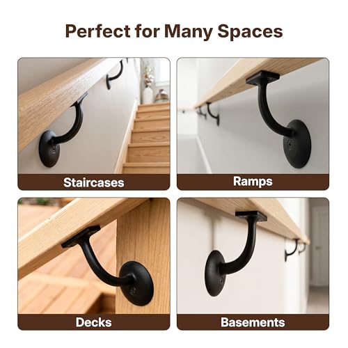 Handrail Bracket Round for Stairways with Mounting Screws - Set of 5 - (Oil Brushed) - DH-B2 - style: Oil Brushed Round
