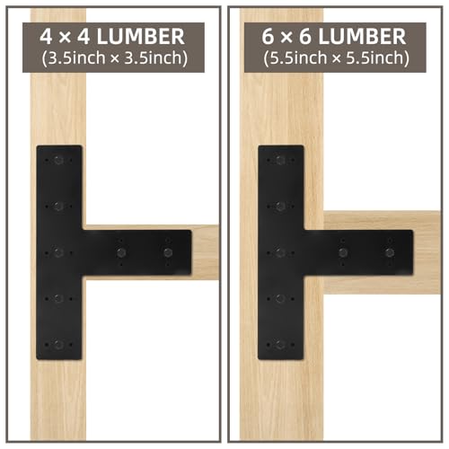 2Pcs T Shape Steel Flat Bracket, 14" X 10" Heavy Duty Mending Plate, T Flat Repair Tie Plate, Connecting Brackets, Repair Joining Fixing Brace with 2 Sets of Screws
