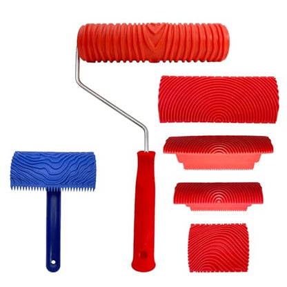 Wood Grain Tool Set, 6 Pcs 7" Fake Wood Grain Roller Painting Tool - size: 6pcs,W01