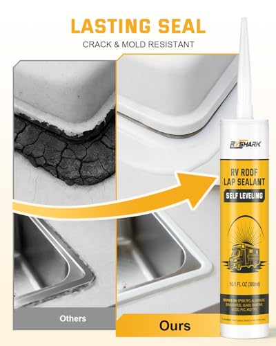 RV Roof Sealant, 2 Pack, Self Leveling Lap Sealant for RV, White