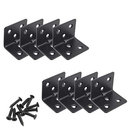 Heavy Duty Stainless Steel Corner Bracket,ULIFESTAR L Shaped Shelf Bracket 90 Degree Corner Brace Large Joint Right Angle L Bracket for Furniture Wood Cabinets Shelves 8 Pack Black(38x30x30mm) - size: 38*30*30mm 6 Screw Holes