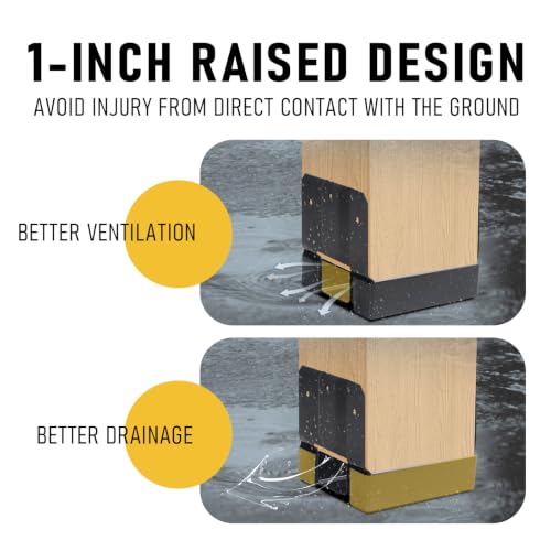 10Pcs Actual 4x4 Post Base for Concrete Pergola Fence Black
