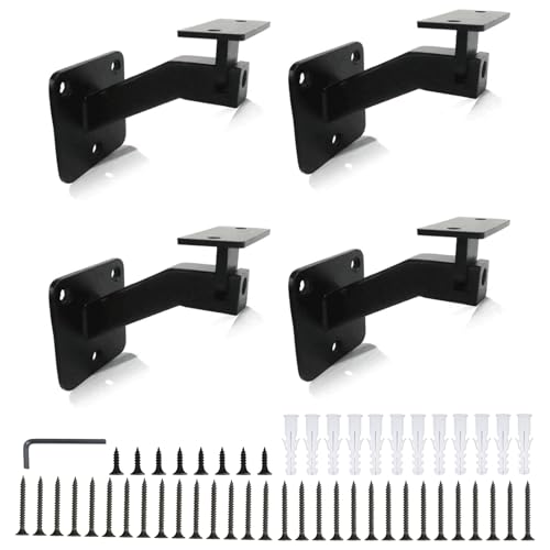 4 Pcs Handrail Bracket Black Iron Staircase Handrail Brackets
