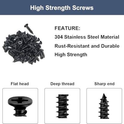 12Pcs Black Straight Brackets 3 Inch Stainless Steel Flat Brace Mending Plates, Sturdy Metal Repair Fixing Joining Brackets for Wood Furniture with Screws - size: 12 Pack