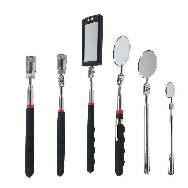 6Pcs Telescoping Magnetic Pickup Tool Set with LED Lights - size: 6