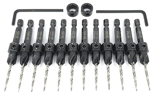 FTG USA 12 Pc #4 (7/64") Countersink Drill Bit Set with Tapered Drill Bits - size: #4, style: Same Sort 12 Pc