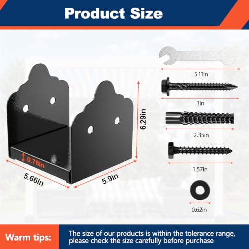 FMhotu 4x4 Post Base 2Pcs, Stainless Steel Adjustable Post Anchor Bracket - size: 4X4
