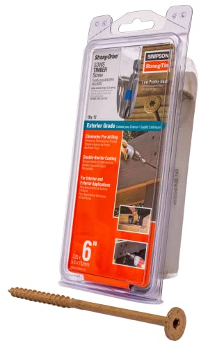 Simpson Strong-Tie SDWS22600DB-R12 Strong-Drive SDWS Timber Screw (Exterior Grade) — 0.220 in. x 6 in. T40, Tan (12-Qty)