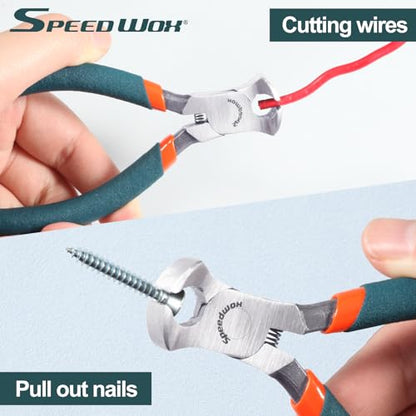 SPEEDWOX Mini End Cutting Pliers 4.5" End Nipper with PVC Handles - color: Green