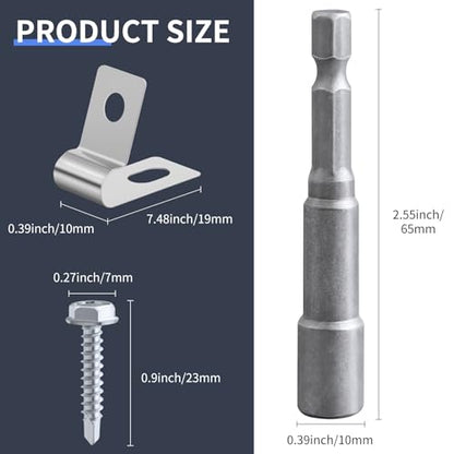 200 Fence Wire Clamps Agricultural Fencing Mounting Clips, Stainless Steel Wire Clips with Screws for Welded Wire to Wood, Metal or Vinyl Fence, Metallic
