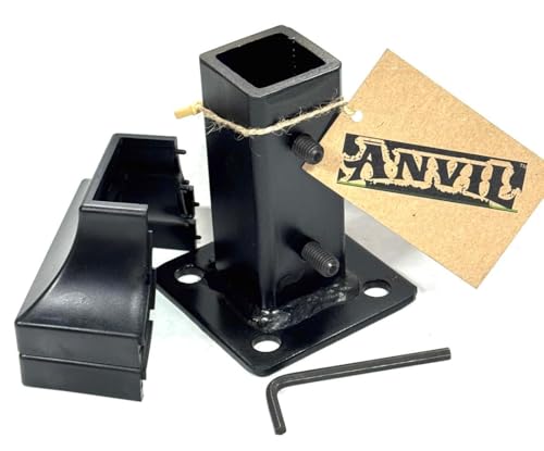No Welding Anvil Repair Boot Rusty Black Metal Step Railing 1" Post 4" Mount -Loose Rails- Hollow or Solid Posts Slip-Fit INTO Base -Bolts & Cover Kit Handrail Brackets