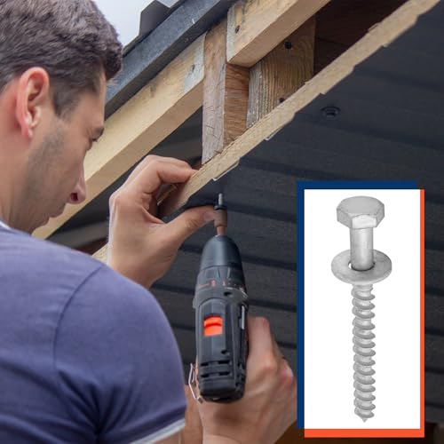 Tandefio 60 Pack 3/8'' x 4'' Lag Screw Bolts with Washer Galvanized - size: 3/8 x 4''