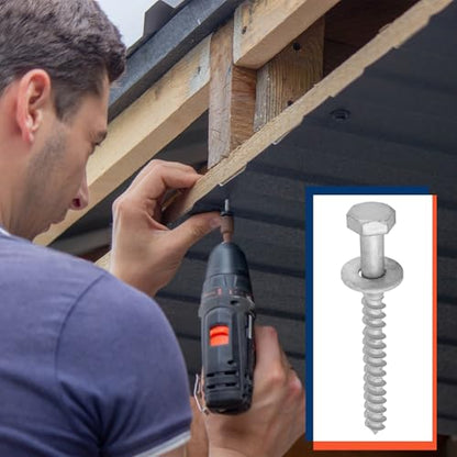 Tandefio 60 Pack 3/8'' x 4'' Lag Screw Bolts with Washer Galvanized - size: 3/8 x 4''