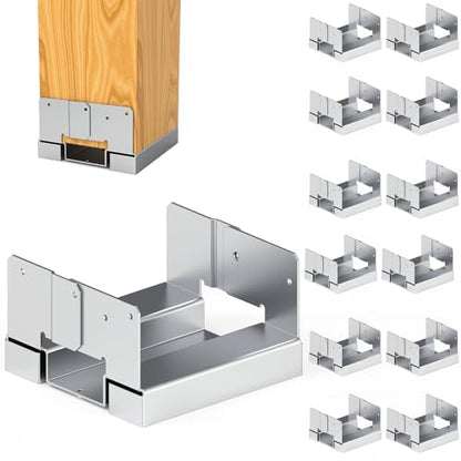 12 PCS 6x6 Post Anchor Base Adjustable Wood Post Brackets - size: 6 x 6