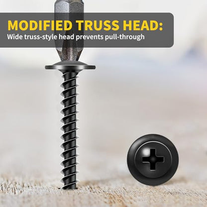 Truss Head Wood Screws #8 x 1-5/8 Inch, 60PCS, FIXLINK Self Tapping Screws - color: Black, size: #8 x 1-5/8"