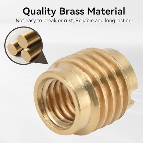 Threaded Inserts, 10 PCS Knife Threaded Insert Brass Dual-Threaded Insert for Wooden Tap Handle Beer Tap Handle Insert Homebrew Hardware Beer Tap Handles for 3/8in-16 Unc External Thread