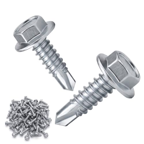 1/4" x 1" Self Tapping Screws for Metal with 3/8” Hex Washer Head, 150PCS