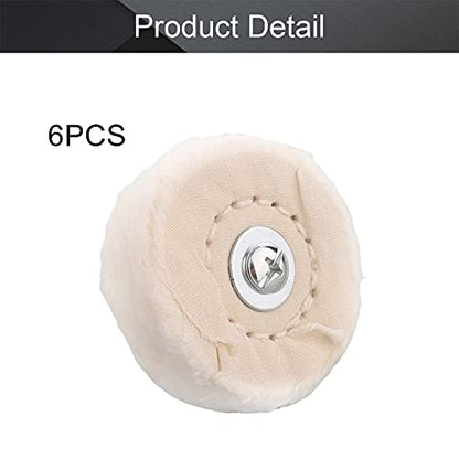 2" Cotton Buffing Polishing Pad, with 1/4" Handle, 6Pcs - size: T type white cloth wheel 50mm 6pcs