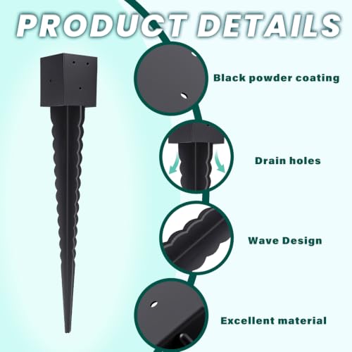 2 Pcs 4"x4" Fence Post Anchor Ground Spike 32"(Actual: 3.6"x3.6") - size: 32 Inch