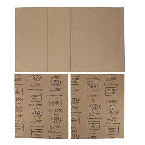 9x11 inch 5 Sheets Sandpaper, Wet or Dry 12000 High Grit Extra Fine Sand Paper, Silicon Carbide Waterproof Abrasive Pads for Automotive Sanding, Wood Turing Finishing, Metal Furniture Polishing - color: 5pcs (12000)
