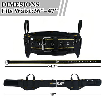 MELOTOUGH Padded Tool Belt for Men with handle strap, Heavy-Duty Work Belt with D ring, Adjustable Waist 36"-47" for Electrician (Tool Belt Suspenders Not Included)