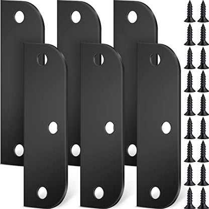 Dunzy 6 Set Black Door Hinge Filler Plates 3.5 inch,with 18 Screws